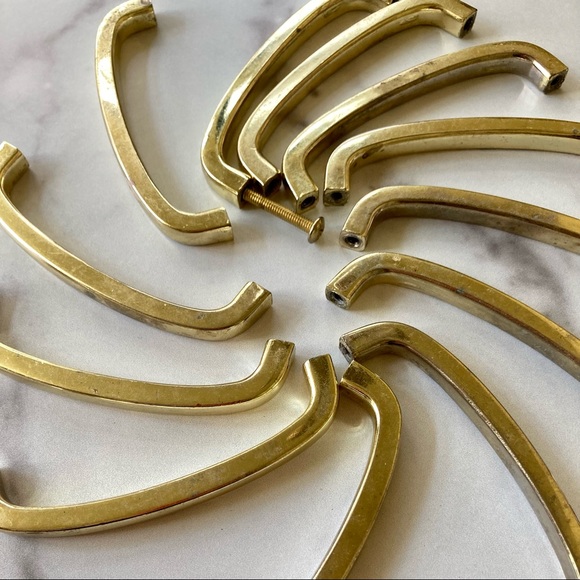 Vintage Mid Century Brass Cabinet Pulls, set of 12 - Picture 2 of 5